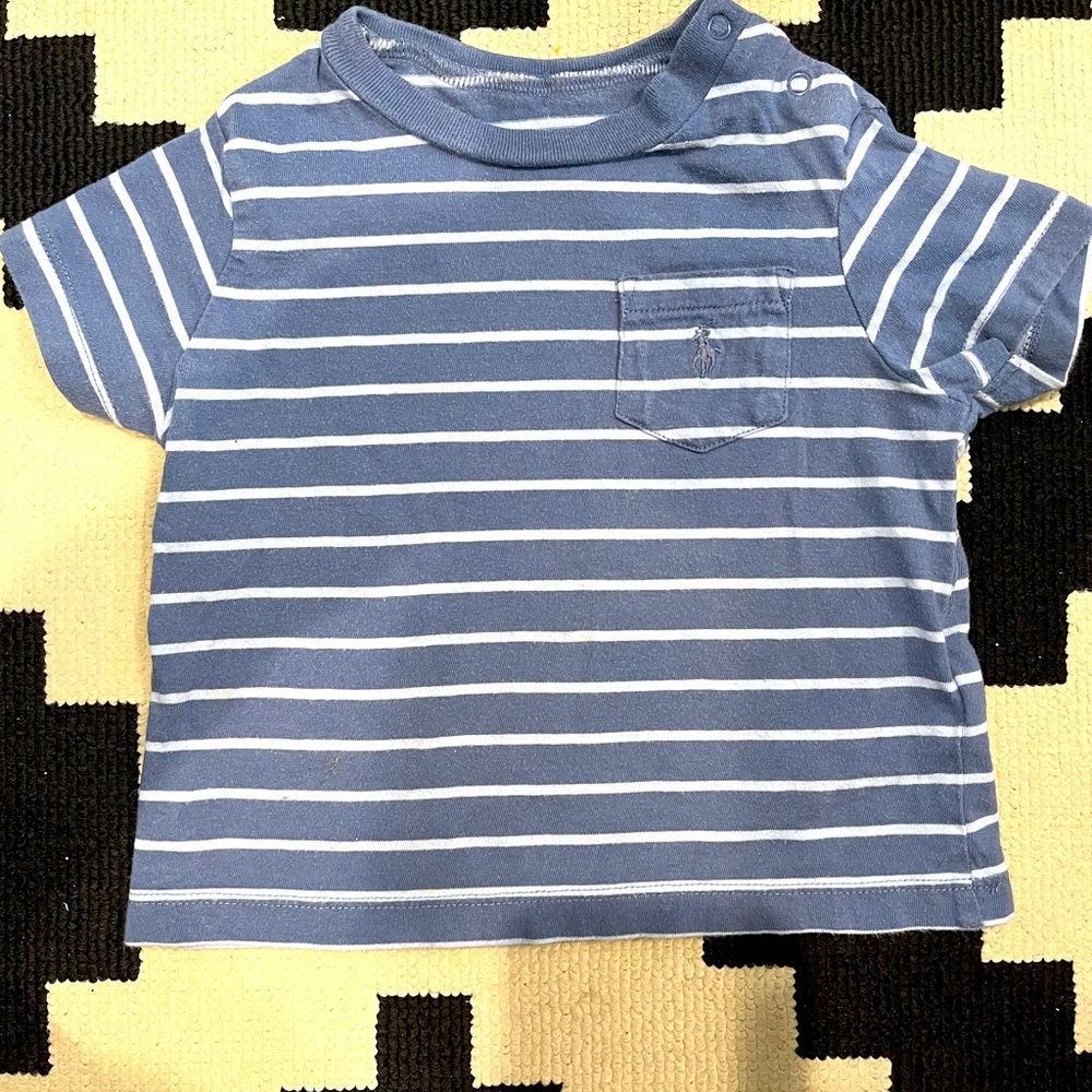Ralph Lauren 9 month blue stripe shirt with pocket & buttons